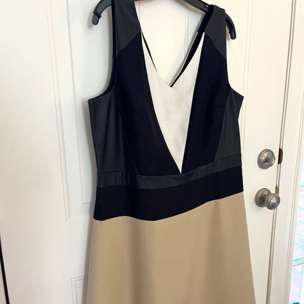 Ann Taylor Linen and Faux Leather Dress